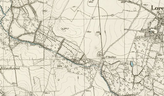 Krzywina, wycinek mapy z 1932 r.